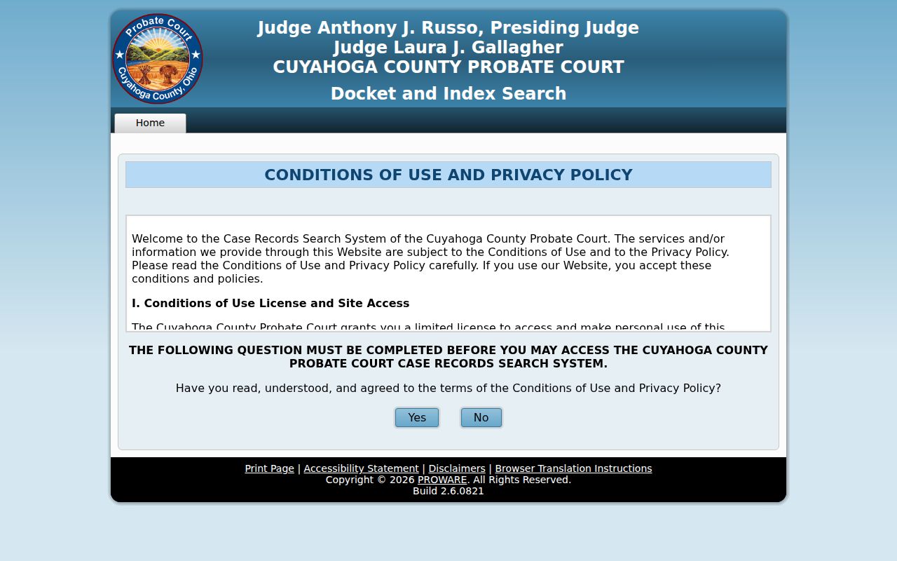 Parma residents directory Cuyahoga probate docket search
