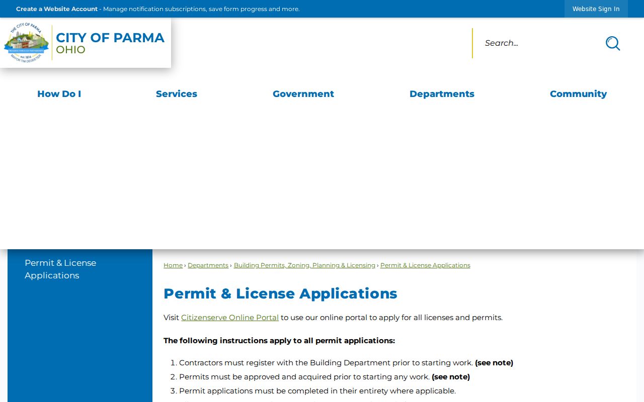 Parma neighbors address-based permit and application resource