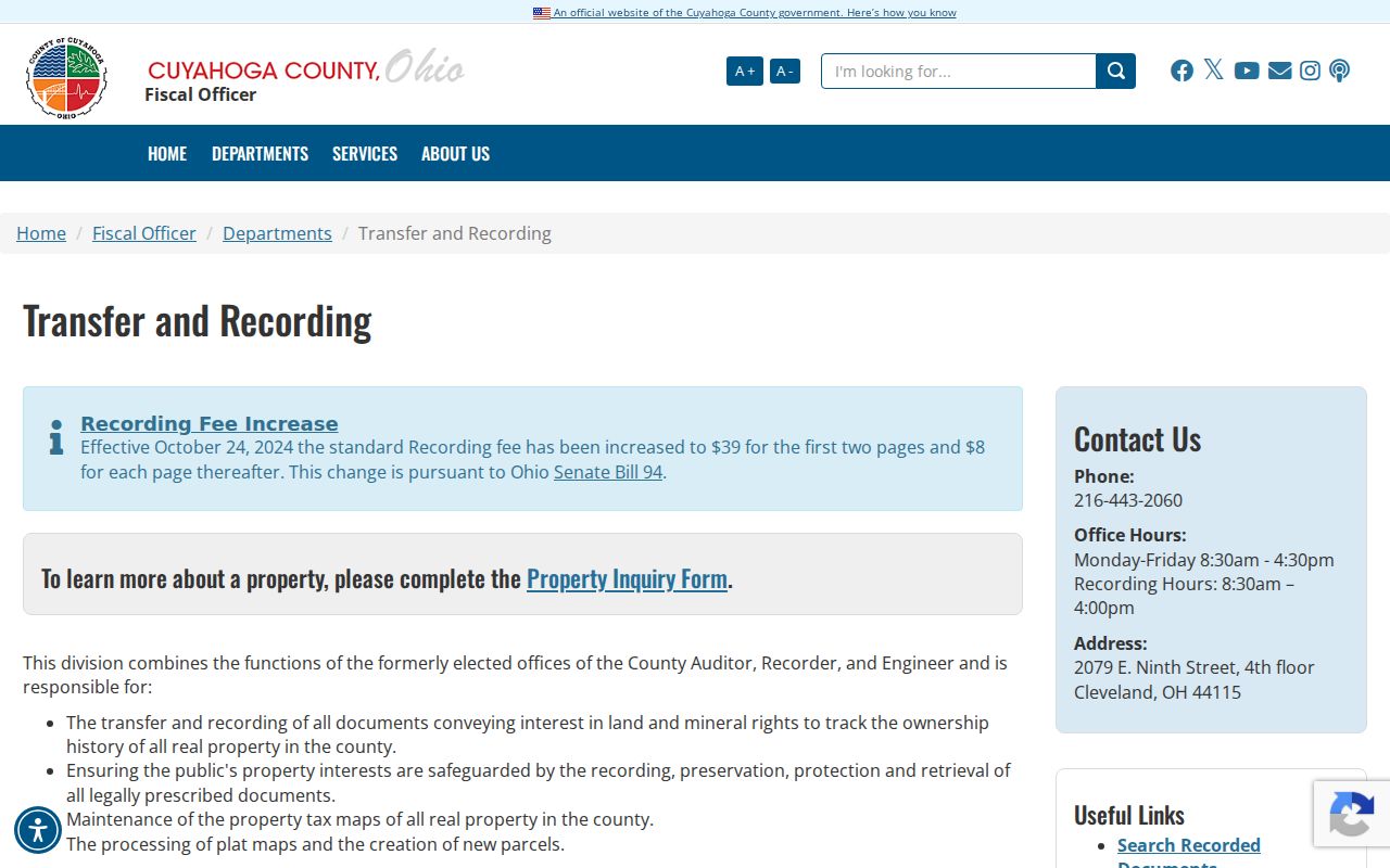Parma previous residents property transfer and recording source