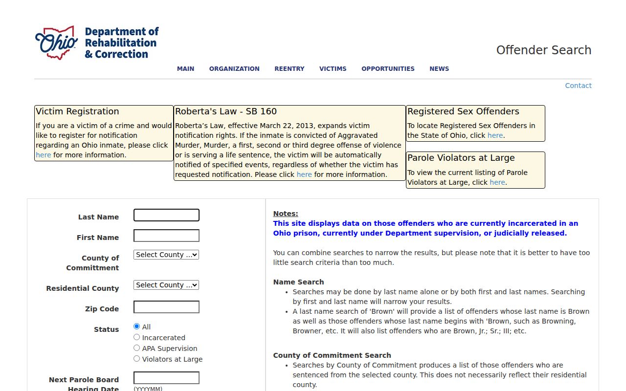 Parma resident lookup and the Ohio offender status search