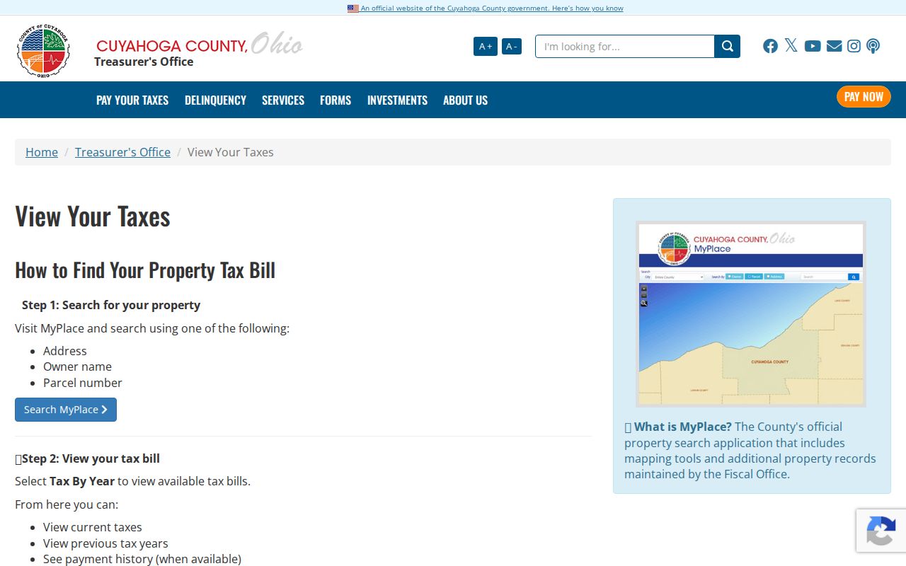 Parma street directory property search instructions from Cuyahoga County
